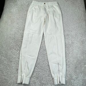 Bassike Cream Ivory Twill Ankle Zip Jogger Oversized Womens XS